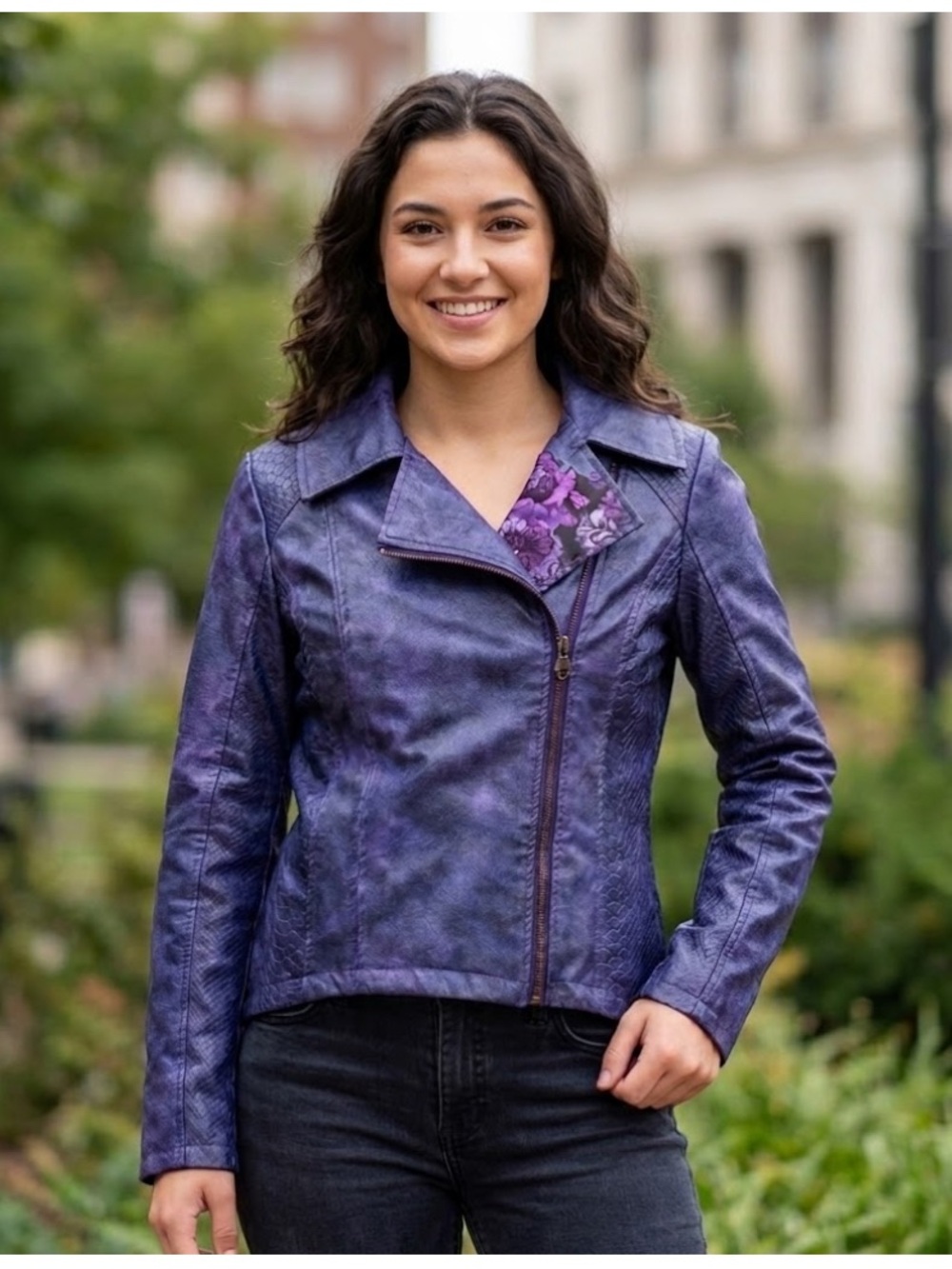 Disney Mal’s Descendants Purple and Black Faux Snake/Leather Jacket